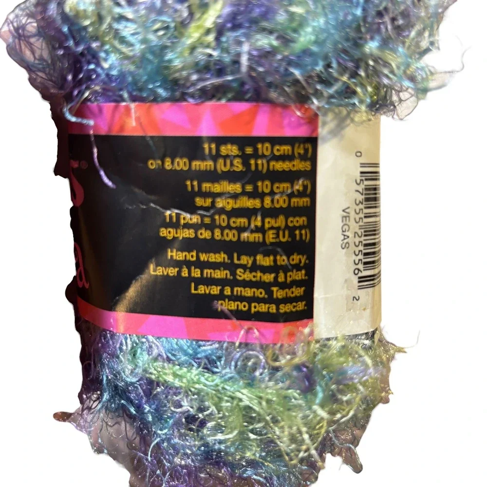 4 Skeins Patons Cha Cha Fun Fur Yarn Vegas #2002 Shimmer Metallic Craft Crochet